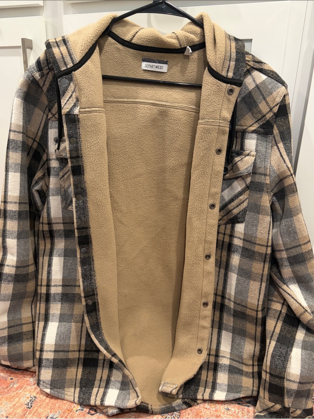 Depart West Men's Tan Plaid Lightweight Shirt Jacket
